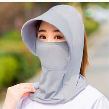 Mũ hè cho nữ có kèm khẩu trang và khăn che cổ, mũ rộng vành chống nắng ngoài trời. - mũ chống nắng - Xem 6