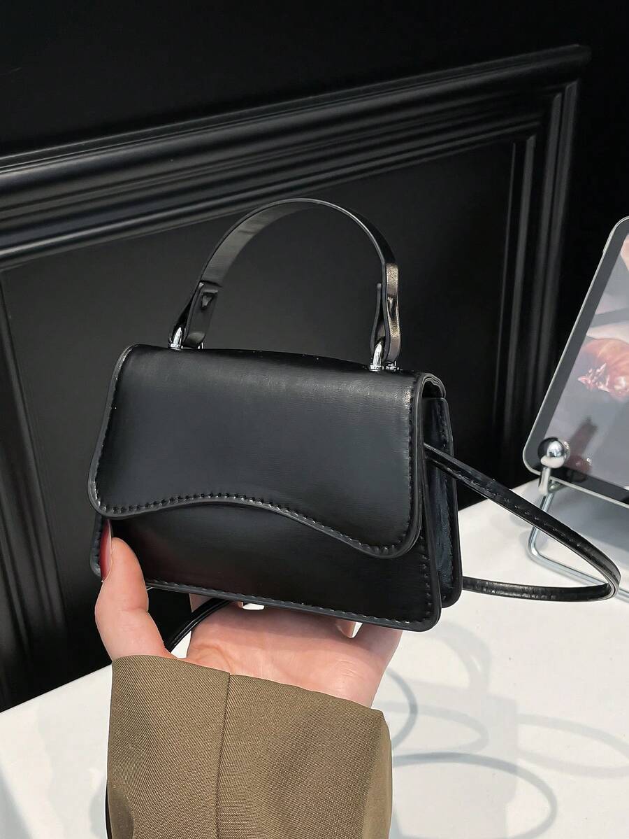 Luxury Design Women's Shoulder Bag, Mini PU Leather Elegant Versatile Crossbody & Handbag, Minimalist High-End, Lightweight & Practical Daily Use - Black - View 1