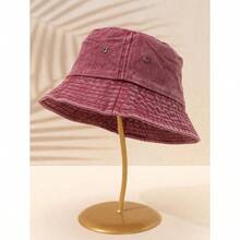 1pc Unisex Solid Color Retro Foldable Bucket Hat, Vintage Washed Outdoor Sun Protection Hat, Suitable For Everyday Use - 彩色 - 查看 14