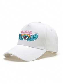 1pcs Von Dutch Eye Wings Flames Printed Baseball Cap, Classic Casual Retro Y2K Unisex Baseball Cap, Adjustable Size, Lightweight And Sun Protection, Suitable For Outdoor Sports, Daily Parties, And Vacations, - trắng - Xem 4