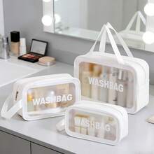 Túi đựng mỹ phẩm chống nước dành cho nữ, túi đựng đồ trang điểm dung tích lớn, túi xách tay du lịch đựng đồ dùng vệ sinh cá nhân. - trắng - Xem 2