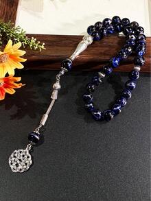 1串穆斯林蓝色玻璃简约优雅念珠，简单耐用的祈祷配件 - 彩色 - 查看 4