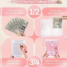 Bộ 100 phong bì đựng tiền tiết kiệm, bìa đựng tài liệu rời khổ A5, kèm theo phong bì đựng tiền mặt, giúp bạn hoàn thành thử thách trong 100 ngày và tiết kiệm được 5.050 đô la - Màu vàng hồng. - Nhiều màu - Xem 5