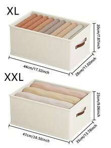 1/2pcs Beige Fabric Collapsible Undergarment Storage Box, Oxfod Cloth Drawer Style Clothes Organizer Box, Household Clothing Shelves Storage For Jeans, Sweaters - Beige - View 19