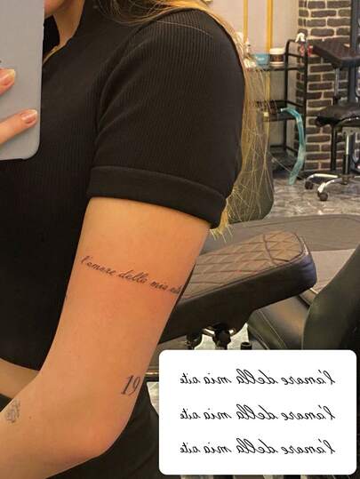 1 Stück 7-14 Tage haltender temporärer Tattoo Aufkleber, minimalistisches abstraktes mystisches Hand Tattoo Design, bedeutungsvolle Wörter & Zahlen, wasserfester temporärer Tattoo Aufkleber geeignet für modebewusste Menschen