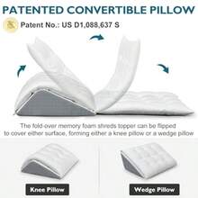 Shinnwa - Almohada de cuña de rodilla patentada convertible para dormir en la espalda almohada triangular de espuma viscoelástica de doble capa para piernas después de la cirugía soporte de rodilla - Blanco - Ver 2