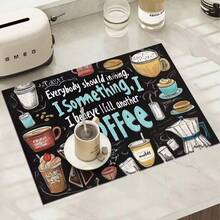 1件装咖啡主题沥水垫，简约厨房垫，耐热餐垫，节日餐具沥水垫，硅胶桌面垫 - 卡其粉 - 查看 5