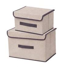 Caja de almacenamiento plegable de tamaño pequeño/grande con tapa, hecha de cartón/tela no tejida, adecuada para guardar ropa y juguetes. Caja de almacenamiento portátil y a prueba de polvo, útil para la organización del hogar. - Multicolor - Ver 12