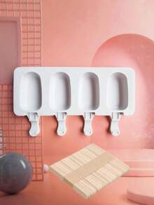 1 Bộ Khuôn Làm Kem Que Bằng Silicone, 4 Khuôn Kem Hình Bầu Dục, Khuôn Làm Sô Cô La Bằng Silicone - Nhiều màu - Xem 8