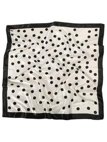 1 chiếc khăn choàng mềm mại và thanh lịch in họa tiết chấm bi, đa năng, kích thước 90x90cm, thích hợp cho mùa hè, đi biển, màu be và đen, đi nghỉ mát. - Họa tiết chấm bi trắng ngà và đen. - Xem 5