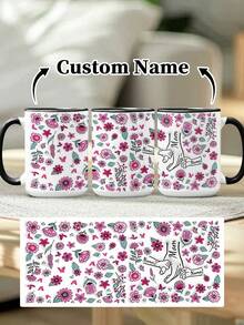 1pc 11oz/15oz Custom Mother's Day Name Mug, Personalized Coffee Cup With Printed Name. The Wrap-Around Pattern On The Mug Can Be Customized With Up To 8 Children Holding Their Mother's Hand. This Mother-Themed Mug With Floral Elements Is An Ideal Gift For Mom And A Unique, Thoughtful Present - 款式3 - 查看 28