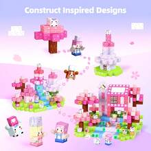 50-300pcs Magnetic Building Blocks Toys, Pink Forest Park DIY 3D House & Forest With Cute Animal Cubes - Upgraded STEM Sensory Toys, Imaginative Construction Toys, Educational Toys, Creative Birthday/Children's Day Gift - Multicolor - View 3