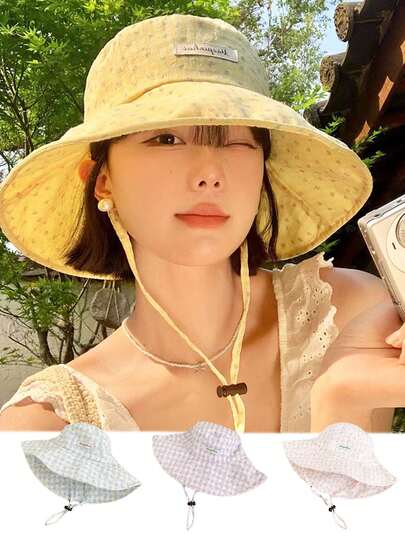 1 chiếc mũ tai bèo họa tiết hoa nhí dễ thương, nhẹ, thoáng khí, vành rộng, thích hợp cho nữ, mùa hè, hoạt động ngoài trời, đi biển, nghỉ mát.