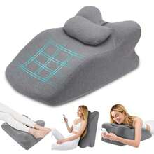 2 In 1 Cojín Descansa Piernas Memory Foam Almohada Larga Almohada de Cuña Almohada elevación de piernas y disminución de pies hinchados para dormir con las piernas elevadas Gris claro A - Gris claro - Ver 8