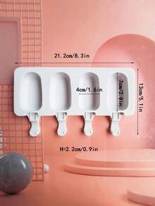 1 Bộ Khuôn Làm Kem Que Bằng Silicone, 4 Khuôn Kem Hình Bầu Dục, Khuôn Làm Sô Cô La Bằng Silicone - Nhiều màu - Xem 4