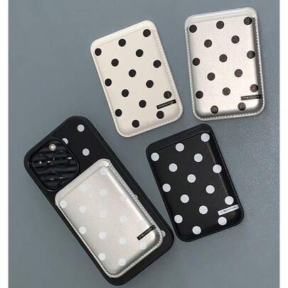 1個 ミニマリスト ドット柄 ニッチ マグネット式カードホルダー MagSafe レザーカードスロットケース、MagSafe対応スマートフォン(携帯電話ケース)に適し、ミニマリストでファッショナブル