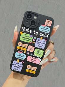 1个黑色标语图案全包覆式TPU防震手机壳，适用于苹果16、15、14、13、12、11 Pro Max系列，以及X、17 Pro Max、17 Pro、Air 17、S22、S23、S24、S25 Ultra、A13、A14、A15、A16、A53、A54、A55、S26系列，防水、防震、防刮。 - 彩色 - 查看 2