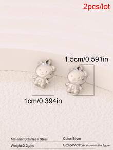 2pcs Stainless Steel Cute Bear Pendant Findings Fashion 18K Gold Plated Charms For DIY Jewelry Making Supplies Accessories - Pendants - View 5