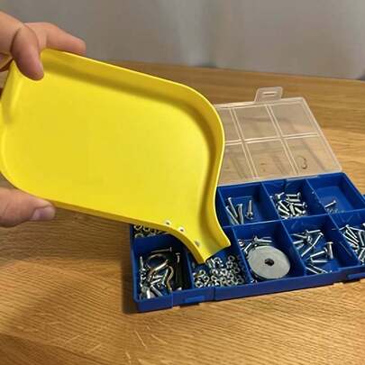 1个工具收纳漏斗托盘，5毫米凸起边缘 - 防止螺丝、螺栓、珠子和小零件洒出 - 配有完全密封的滑入式塞子 - 精确存放小零件 - 保持您的工作空间整洁高效 - 适用于手工工艺、维修和其他用途。