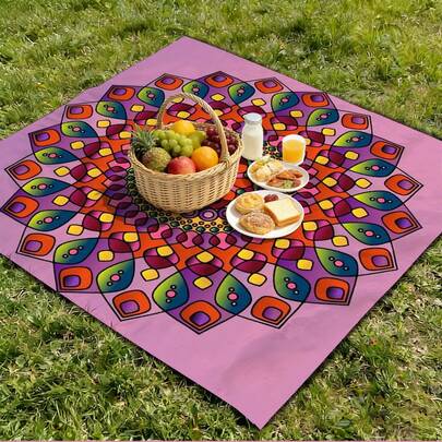1pc Bohemian Style Outdoor Beach Blanket, Picnic Mat For Travel, Hiking, Camping, Lawn, Park, Swimming Pool, Outdoor Activities, Picnic Essential, RV Camping Mat, Portable & Washable