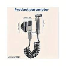 1 Set Wall-Mounted Handheld Bidet Sprayer Kit, Classic Design With Sprayer, Extendable Phone Holder And Hygiene Training Bracket, Modern Bidet System | Durable Wall-Mounted Toilet Sprayer Set - Multicolor - View 4