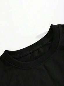 Men's One-Piece Loose-Fitting Cropped T-Shirt, Casual And Versatile With A Fun Printed Design, Perfect For Vacation, Work, And Everyday Wear. 2FPU - Hitam - View 7
