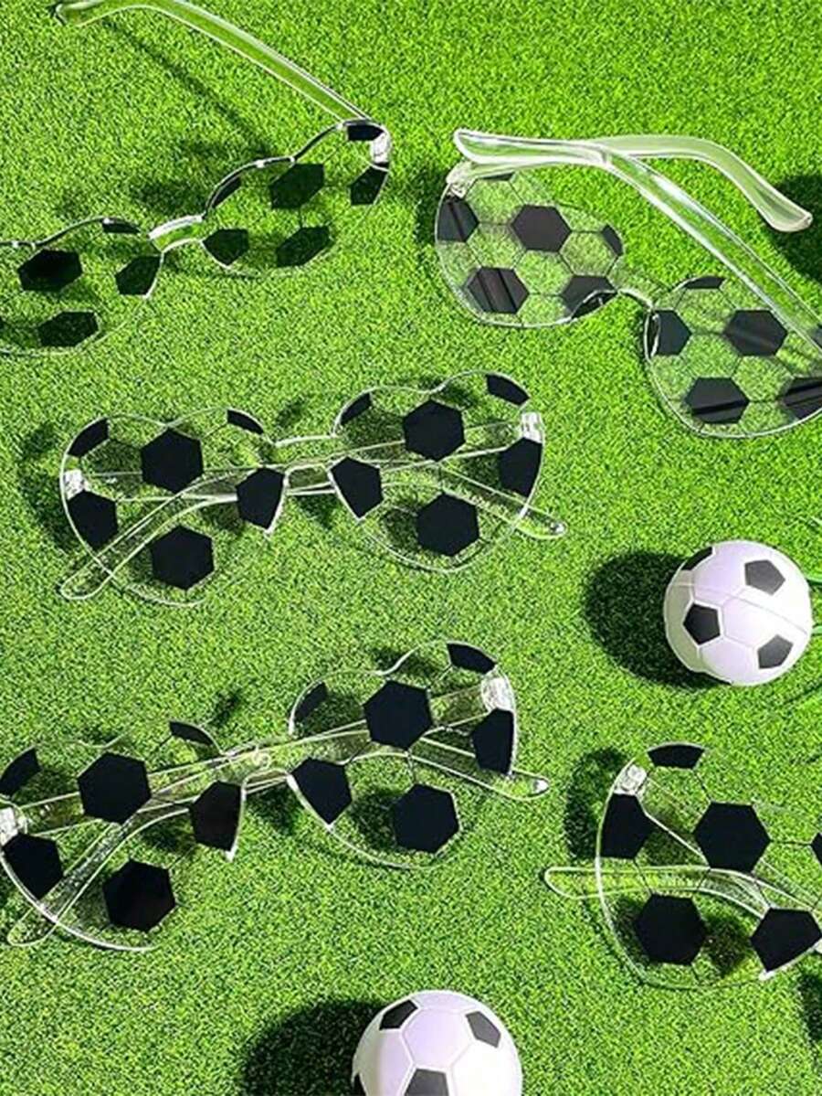 12/6/3/1 pieza Gafas sin marco con forma de corazón de fútbol, gafas de regalo para fiesta con tema de fútbol, adecuadas para fiesta con tema deportivo, aniversario, despedida de soltera, regalo de cumpleaños, carnaval, eventos divertidos o recuerdos de fiesta, fiesta en la piscina y fiesta en la playa, accesorios para fiesta de la Copa del Mundo, accesorios para fiesta con tema de fútbol