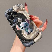 Disney Lilo & Stitch Stitch Phone Case – Plush-Style Light Gray Stitch Sitting On Clouds, With Moon & Starry Sky Accents On Yin-Yang Style Background, Shockproof Protective Cover For IPhone 17, 16, 15, 14, 13, 12, And 11 Pro Models.. A Fun Gift For Family, Friends, Birthdays, Holidays, And Special Occasions. - 白色 - 查看 3