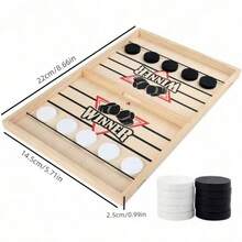 1 bộ trò chơi khúc côn cầu trên không và khúc côn cầu bắn súng cao su bằng gỗ để bàn, trò chơi gia đình, quà tặng Giáng sinh và Lễ Tạ ơn lý tưởng. - Nhiều màu - Xem 2