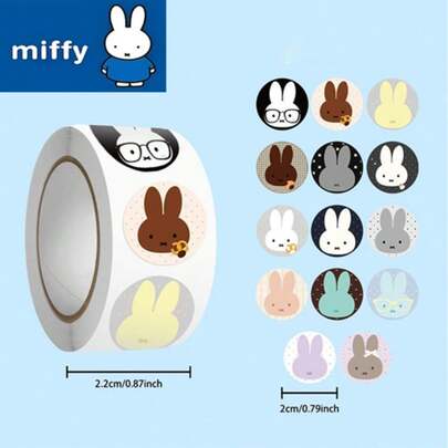 MIFFY 1 bộ/500 miếng dán hình thỏ đầu to dễ thương, thiết kế theo phong cách , nhãn dán trang trí sổ tay DIY cho lễ hội mùa xuân, món quà ngày lễ hoàn hảo.