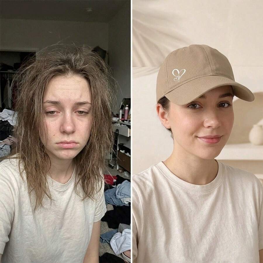 OBOVAY 1pc Summer Breathable Lightweight Baseball Cap With Double Heart Design, Suitable For Camping, Hiking, Outdoor Sports, Vacation And Beach. Mesh Sun Hat, Couple Style, Mother's Day Gift