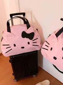 (Sanrio) 1pc - Hello Kitty Fashion Large Capacity Portable Travel Bag, Casual Cartoon Handbag For Women, Suitable For Travel, Sports, Fitness And Other Occasions, Back Luggage Strap For Convenient Carrying, Unisex, Ideal Choice For Vacation Travel - View 6