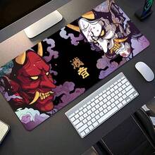 1 Large Japanese Ukiyo-E Demon-Patterned Gaming Mouse Pad / Keyboard Desk Mat With Non-Slip Base - Suitable For Home, Office, Gaming, And Work - Mouse Pad - View 1