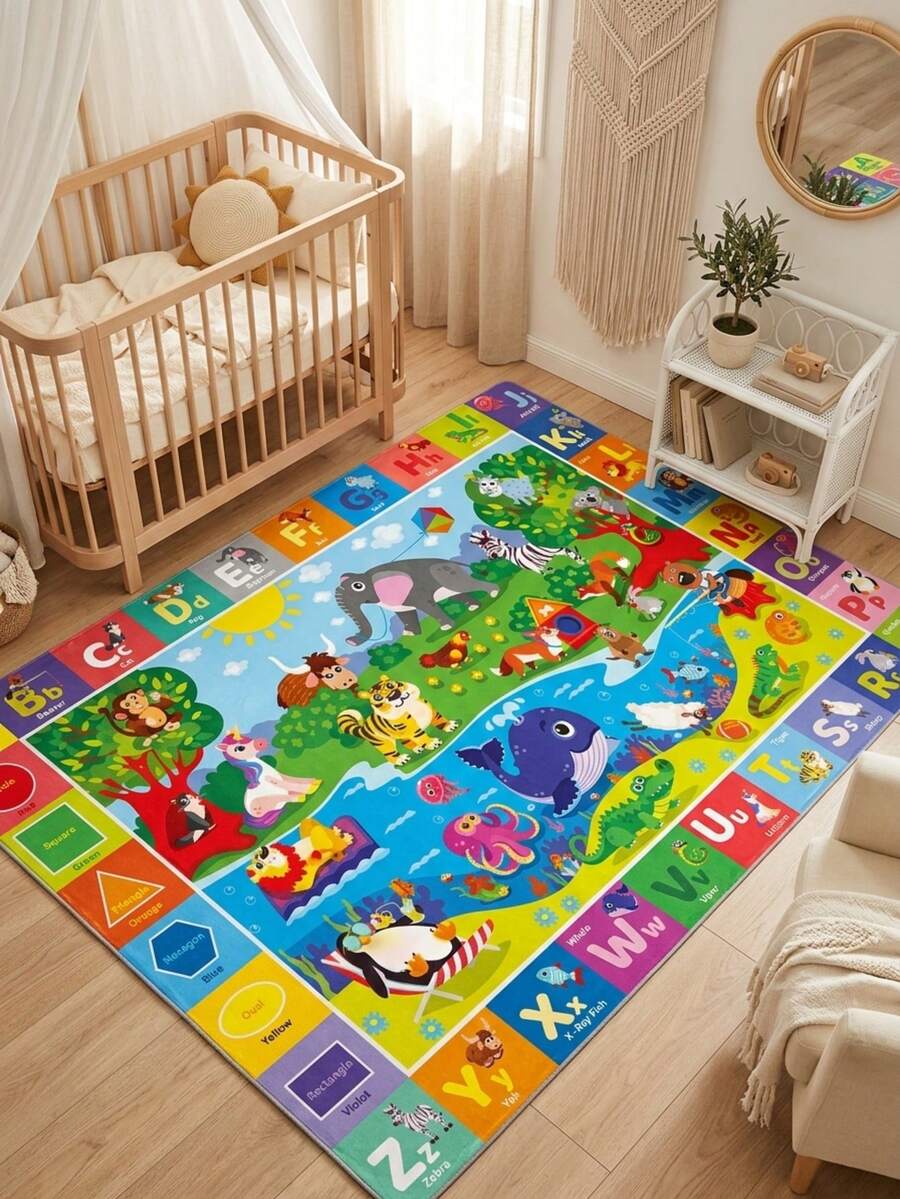 1 Stück Tier-Buchstaben Design Bodenmatte, süße Spielmatte, dekorativer Teppich, Schlafzimmer Dekoration, kleiner Teppich, Teppich, Heimdekoration, Outdoor-Teppich, waschbarer Teppich, Abschlussgeschenk, Muttertagsgeschenk - Verschiedenfarbig - Übersicht 1