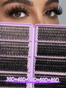 530pcs 30D+40D+50D+60D+80D+100D Individual Cluster False Eyelashes, DIY Eyelash Extension, Cluster False Eyelashes - D - View 7