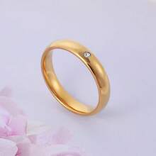 1枚个性化钻石戒指，钛钢内外球形戒圈，轻盈奢华珠宝配饰，小巧精致的不锈钢情侣戒指，男女皆宜，简约优雅，万圣节和圣诞节小礼物 - 金色 - 查看 9