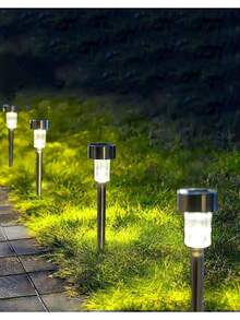 10pcs/12pcs Solar Powered LED Lights, Stainless Steel Pathway Lights, Easy Install LED Landscape Lights, Suitable For Yard, Garden, Porch, Lawn, Path, Patio And Courtyard Decor - Stainless Steel Floor Lamp - View 6