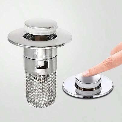 1 pieza Tapón de drenaje de lavabo de baño removible con filtro, anti-obstrucción, se ajusta a diámetros de 34-40mm
