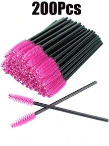 100支/50支一次性螺旋睫毛刷，化妆工具，适用于睫毛嫁接、眉毛修整、眼影涂抹 - 玫紅色 - 查看 6