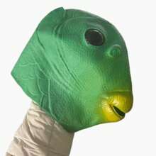 1个卡通恶作剧面具，绿色鱼头面具，马头面具，适合各种派对、聚会、街头活动、节日、毕业典礼、生日等场合，可爱手工制作，趣味手工服装头饰 - 查看 12