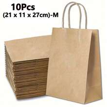 50个带提手的牛皮纸袋 - 礼品袋 - 牛皮纸束口袋 - 21 x 11 x 27 厘米 - 适用于生日、婚礼、圣诞节和派对庆祝活动 - 彩色 - 查看 13