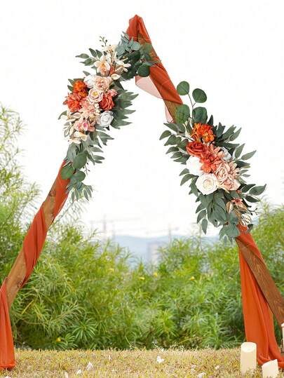 Bộ 2 khung vòm bóng bay màu nâu đậm, trang trí hoa giả phong cách mộc mạc, vòng hoa lá xanh, hoa hồng và hoa mẫu đơn, trang trí nhà cửa, trang trí kỷ niệm, trang trí tiệc sinh nhật, trang trí lễ tốt nghiệp, trang trí khai trương, bộ quà tặng cô dâu, trang trí đám cưới ngoài trời.