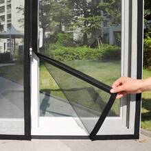 1 pieza Pantalla de ventana de malla con cremallera autoadhesiva y extraíble, bloquea eficazmente la entrada de insectos - negro - Ver 7