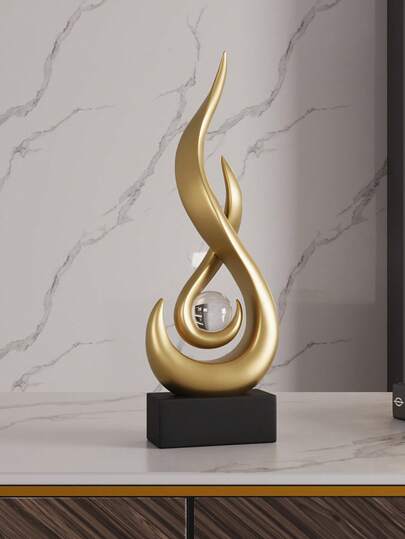 Elegante Flamme spielende Perlenstatue, luxuriöser Wohndekoration-Akzent für Wohnzimmer, Büro, Hotel-Dekoration und Einweihungsgeschenk