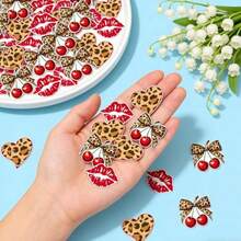 MRed And Cheetah Party Decorations - 200 Pcs Cheetah And Cherry Confetti For Birthday Decorations Bow Leopard Table Confetti Bachelorette Engagement Wedding Party PliesN - Đỏ và Báo đốm - Xem 4