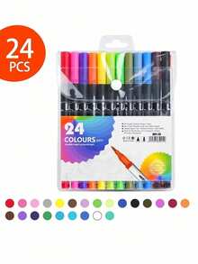 12/24/36/48/60/120 Colors Dual-Tip Watercolor Markers, Soft Brush Tips, Washable, 8 Sets Available, Variety Of Colors, Art Drawing Pens, Holiday & Back To School Gift, Room Decor, Ramadan Decor, Home Decor, Bathroom Decor, Suitable For Adult Coloring, Handwriting, Writing, Planning, Journaling, Note-Taking, Calligraphy, Painting, Arts & Crafts, School Supplies, Back To School Essential - Multicolor - View 6