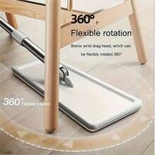 Hands-Free Flat Mop And Bucket Set With 2 Reusable Microfiber Pads, Long Handle, Wringer, 360° Flexible Swivel For Floor Cleaning And Wall Cleaning, Mop And Bucket Cleaning Set - Mopp + hink + 2 mikrofiberrondeller - Visa 6