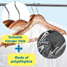 40 Piezas 72 Pulgadas/ 40 Pulgadas Bolsas de Tintorería Bolsas de Plástico Transparente para Ropa para Colgar Ropa Bolsas de Plástico para Tintorería Almacenamiento de Cubierta de Polvo Transparente - Transparente - Ver 4