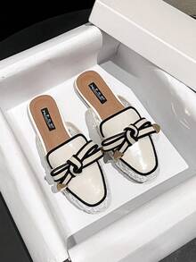 Mengshangli Sandalias de mujer con hebilla de perlas, estampado bohemio aleatorio para fiestas en la playa, zapatos planos aptos para la playa, vacaciones, primavera/verano - Multicolor - Ver 2