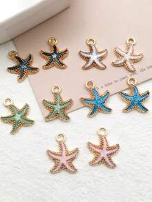 Bộ 10 mặt dây chuyền hình sao biển bằng hợp kim kẽm thời trang, thích hợp cho phụ nữ tự làm trang sức. - trắng - Xem 5
